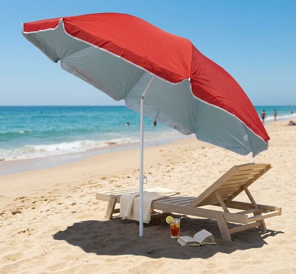 Ombrellone da spiaggia in nylon protezione uv tondo 1,80 m / palo da 22 mm