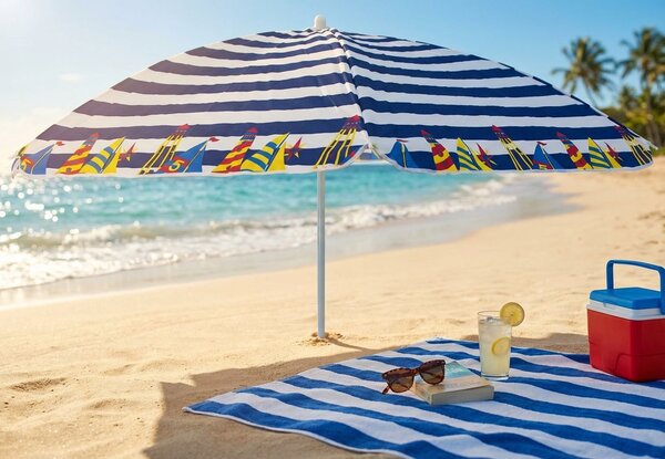 Ombrellone da spiaggia in acciaio e tnt tondo 1 m