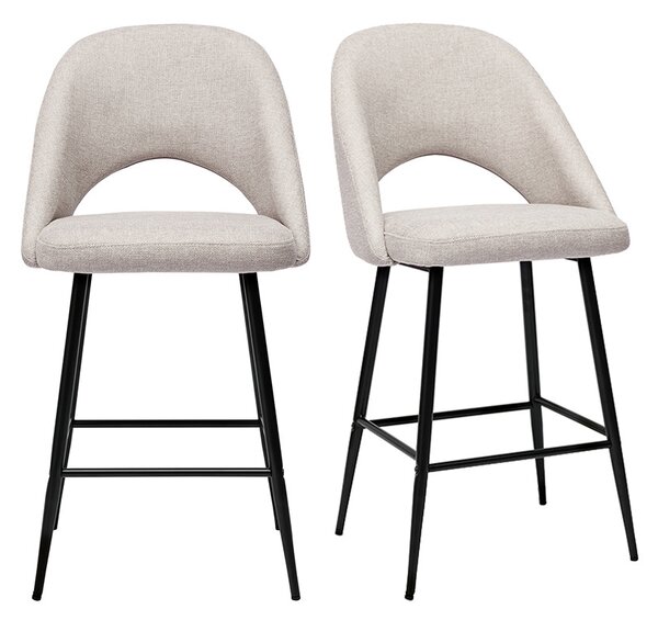 Sgabelli da bar in tessuto effetto velluto testurizzato beige H65 cm (set di 2) COSETTE