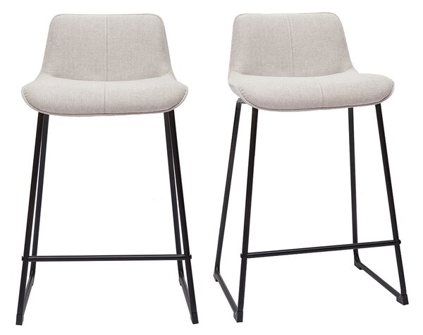 Sgabelli da bar in tessuto effetto velluto testurizzato beige e metallo H65 cm (set di 2) BOOST