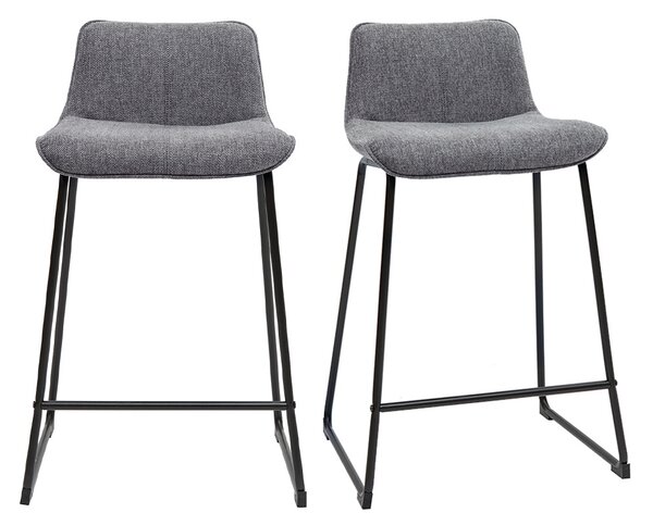 Sgabelli da bar in tessuto effetto velluto testurizzato grigio e metallo H65 cm (set di 2) BOOST