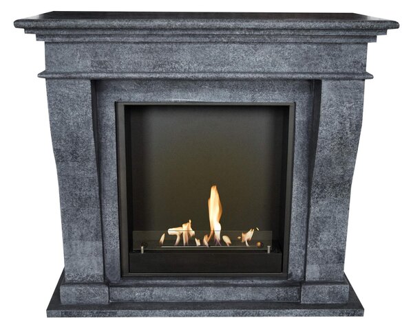 Caminetto a etanolo Xaralyn - Kreta BIU-SBU - pietra naturale nera - riscaldamento a 3 kW - caminetto da incasso incluso - caminetto decorativo