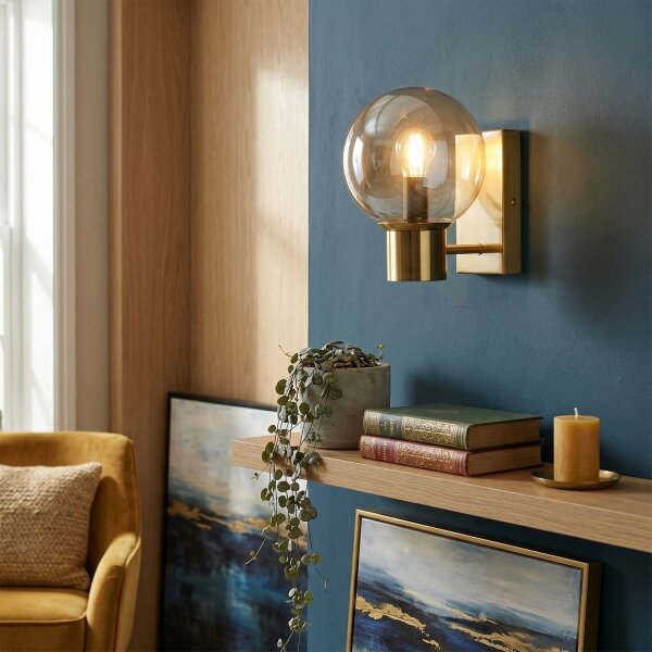 Lampada da parete SFERIO 1xE14/5W/230V ottone/beige fumé