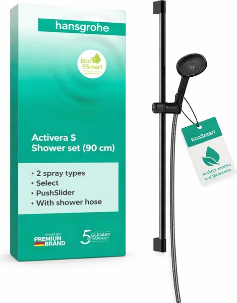 Set doccia hansgrohe Activera Select S 95 2jet EcoSmart con asta doccia 90 cm, nero opaco, 1 pz