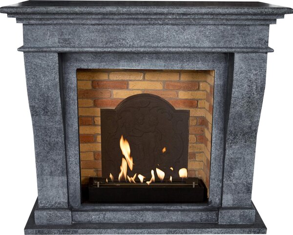 Caminetto a etanolo Xaralyn - Kreta BME-SBU - pietra naturale nera - riscaldamento a 3 kW - caminetto da incasso incluso - caminetto decorativo