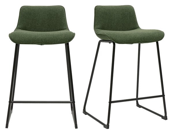 Sgabelli da bar in tessuto verde kaki e metallo H65 cm (set di 2) BOOST