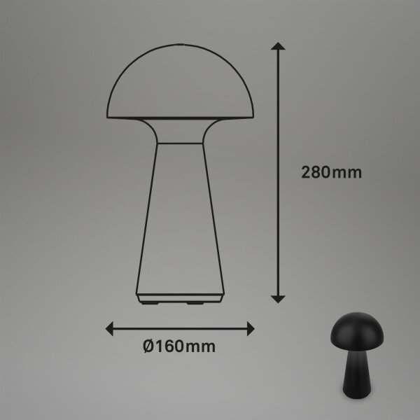 Briloner - Lampada da tavolo LED ricaricabile con dimmer a sfioramento per esterni LED/2,6W/5V 3000K IP44 nera