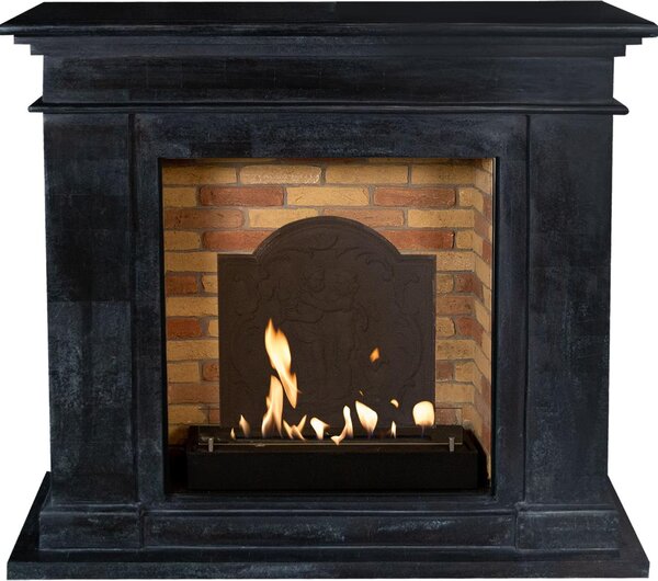 Caminetto a etanolo Xaralyn - Kos BME-SBU - pietra naturale nera - riscaldamento a 3 kW - caminetto da incasso incluso - caminetto decorativo