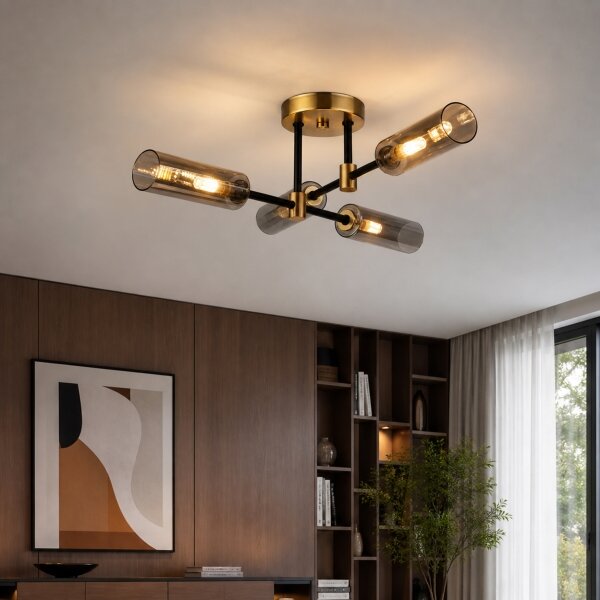 Plafoniera TESSA 4xG9/5W/230V ottone/nero fumé