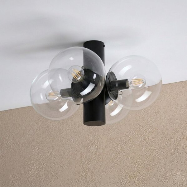 Plafoniera SFERIO 4xE14/5W/230V nero/trasparente
