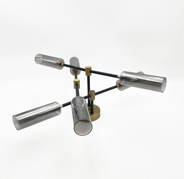 Lampadario da soffitto a montaggio superficiale TESSA 6xG9/5W/230V ottone/nero fumé