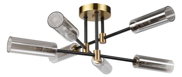 Lampadario da soffitto a montaggio superficiale TESSA 6xG9/5W/230V ottone/nero fumé