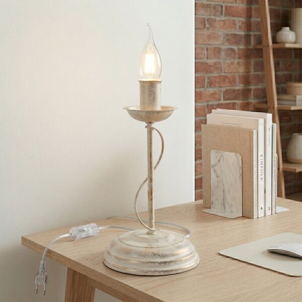 Lampada da tavolo ANTON 1xE14/60W/230V bianco patinato