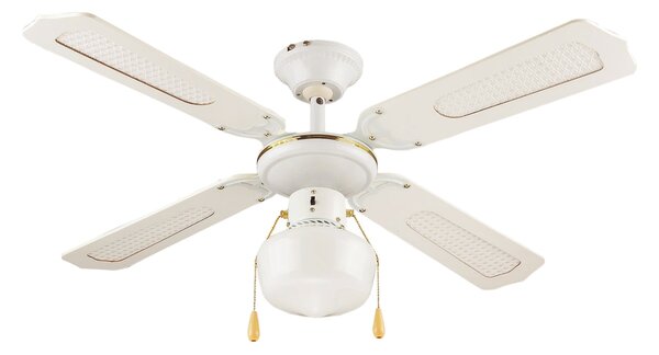 Ventilatore lampadario a soffitto 60W con 4 pale in legno - White