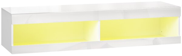 HOMCOM Mobile TV a Muro con Illuminazione LED RGB a 16 Colori, con Scomparti Aperti, per TV da 55-60 Pollici, 140 x 40 x 30 cm, Bianco Lucido | Aosom Italy
