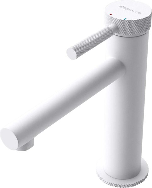 Doporro Rubinetto Monocomando per Lavabo Bagno a Cascata, Miscelatore Regolabile con Acqua Calda e Fredda in Ottone Bianco Opaco H 18 cm WAO-7601