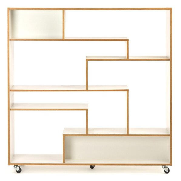 Libreria bianca con bordo in legno 140x143 cm Southbury - Woodman