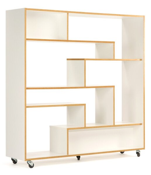 Libreria bianca con bordo in legno 140x143 cm Southbury - Woodman