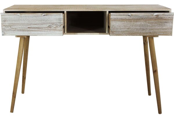 CHLOE - consolle con 2 cassetti in legno di paulownia e mdf industrial