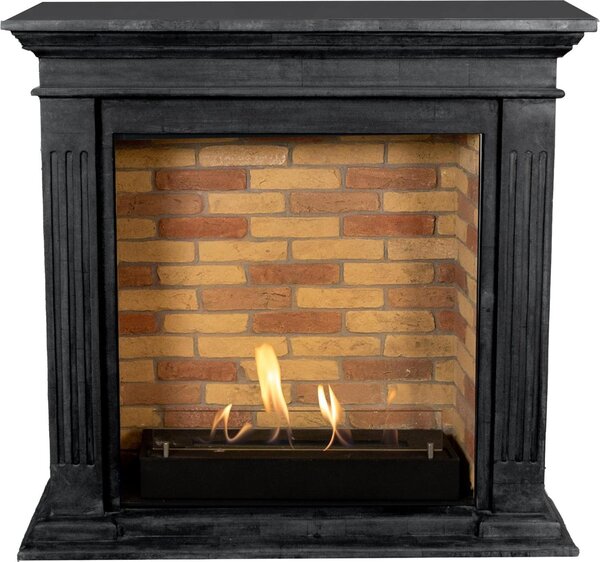 Caminetto a etanolo Xaralyn - Cadiz BST-SBU - pietra naturale nera - riscaldamento a 3 kW - caminetto da incasso incluso - caminetto decorativo