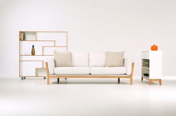 Libreria bianca con bordo in legno 140x143 cm Southbury - Woodman