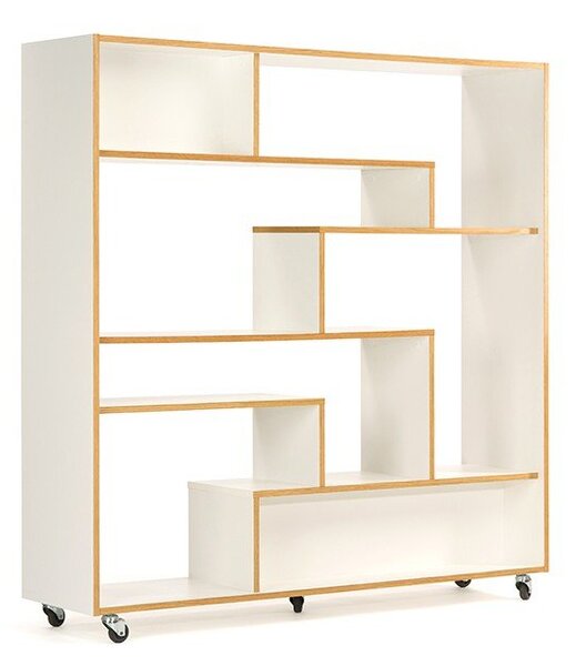 Libreria bianca con bordo in legno 140x143 cm Southbury - Woodman