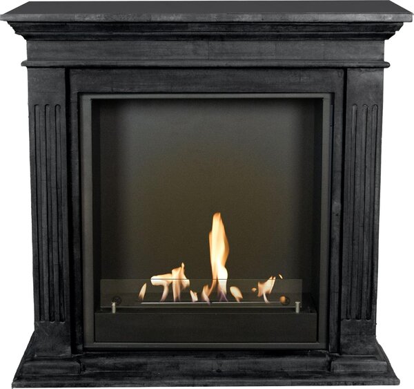 Caminetto a etanolo Xaralyn - Cadiz BIU-SBU - pietra naturale nera - riscaldamento a 3 kW - caminetto da incasso incluso - caminetto decorativo