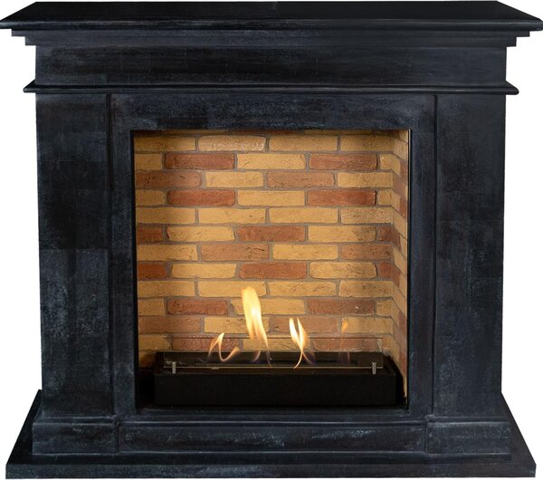 Caminetto a etanolo Xaralyn - Kos BST-SBU - pietra naturale nera - riscaldamento a 3 kW - caminetto da incasso incluso - caminetto decorativo