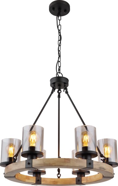 Globo Lighting lampada a sospensione in metallo nero opaco, 6x E27