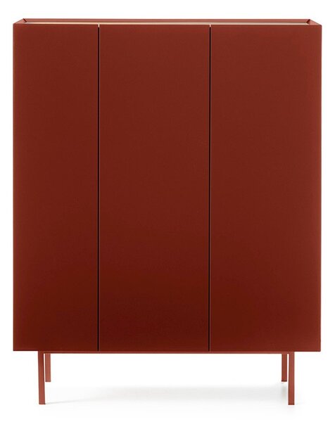 Cassettiera alta rossa effetto rovere95x120 cm Arista - Teulat