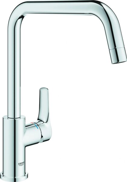 Miscelatore monocomando per lavello Grohe Eurosmart 30618, montaggio davanti alla finestra, bocca girevole alta in ghisa, cromato, 1 pz