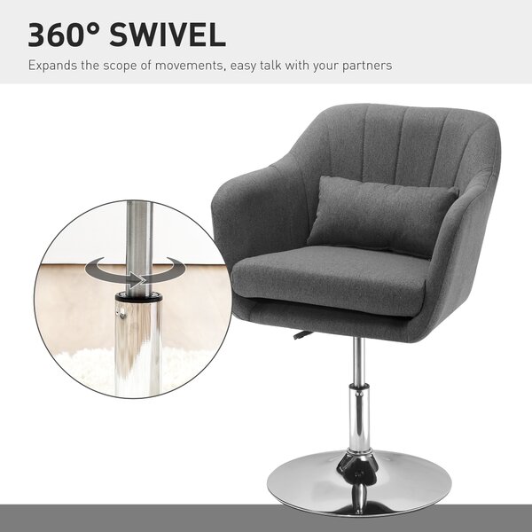 HOMCOM Poltroncina Girevole con Braccioli e Altezza Regolabile, 57x57x77.5-87cm, Grigio