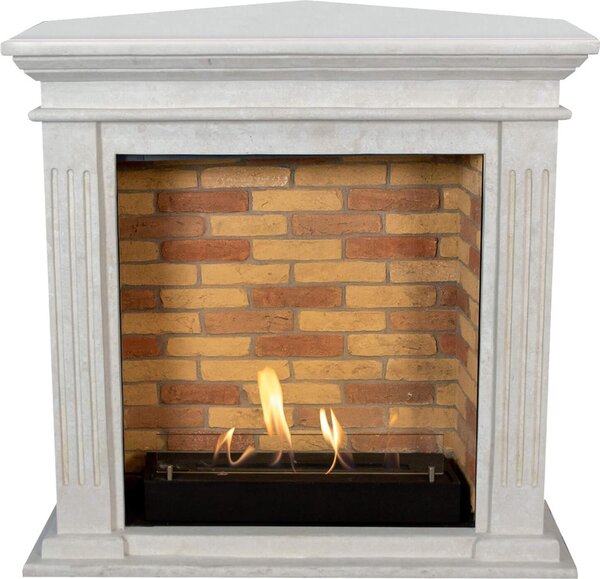 Caminetto a etanolo Xaralyn - Cadiz-Corner BST - pietra naturale bianca - riscaldamento a 3 kW - caminetto da incasso incluso - caminetto decorativo - caminetto ad angolo