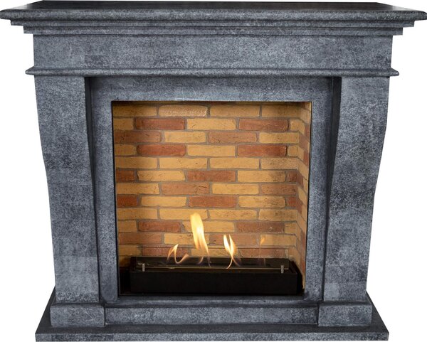 Caminetto a etanolo Xaralyn - Kreta BST-SBU - pietra naturale nera - riscaldamento a 3 kW - caminetto da incasso incluso - caminetto decorativo