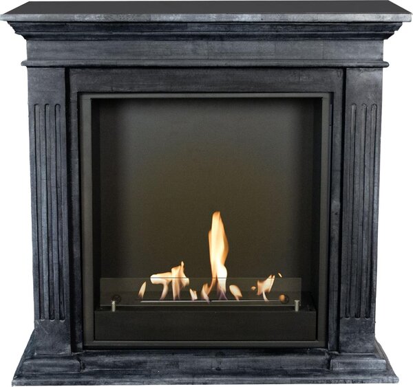 Caminetto a etanolo Xaralyn - Cadiz BIU-SBP - pietra naturale lucidata nera - riscaldamento a 3 kW - caminetto da incasso incluso - caminetto decorativo