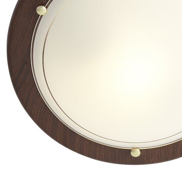 Plafoniera classica in legno di noce con vetro bianco - Mesiac
