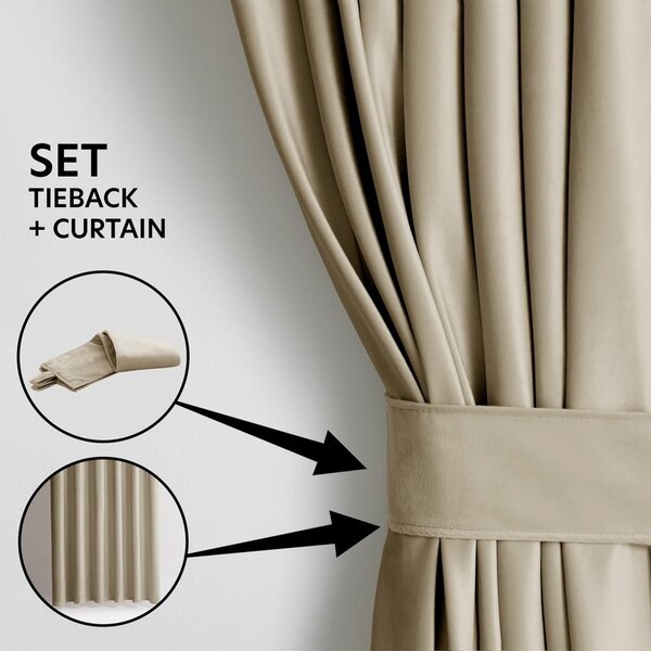 Tenda parzialmente oscurante marrone/beige in velluto 140x245 cm Pleat – Restilo