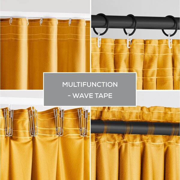 Tenda parzialmente oscurante gialla in velluto 140x245 cm Pleat – Restilo