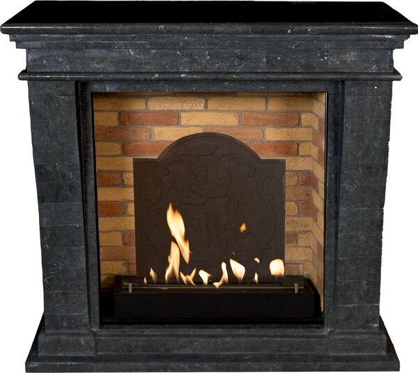 Caminetto a etanolo Xaralyn - Kreta-Mini BME-SBP - pietra naturale lucidata nera - riscaldamento a 3 kW - caminetto da incasso incluso - caminetto decorativo