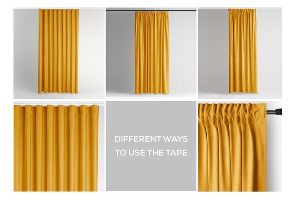 Tenda parzialmente oscurante gialla in velluto 140x245 cm Pleat – Restilo