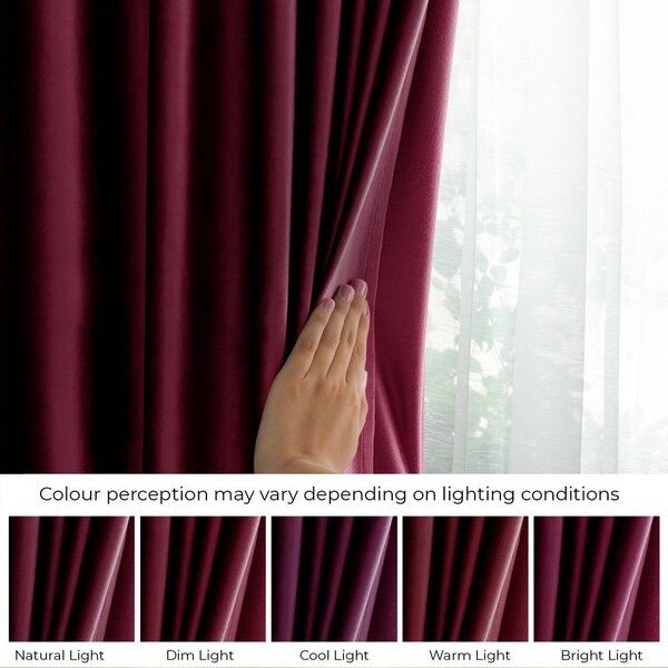 Tenda parzialmente oscurante burgundy in velluto 140x245 cm Pleat – Restilo