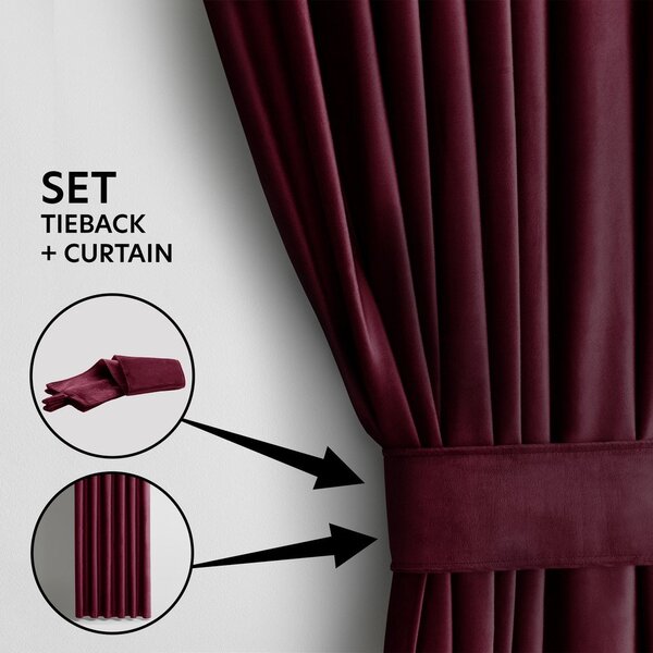 Tenda parzialmente oscurante burgundy in velluto 140x245 cm Pleat – Restilo