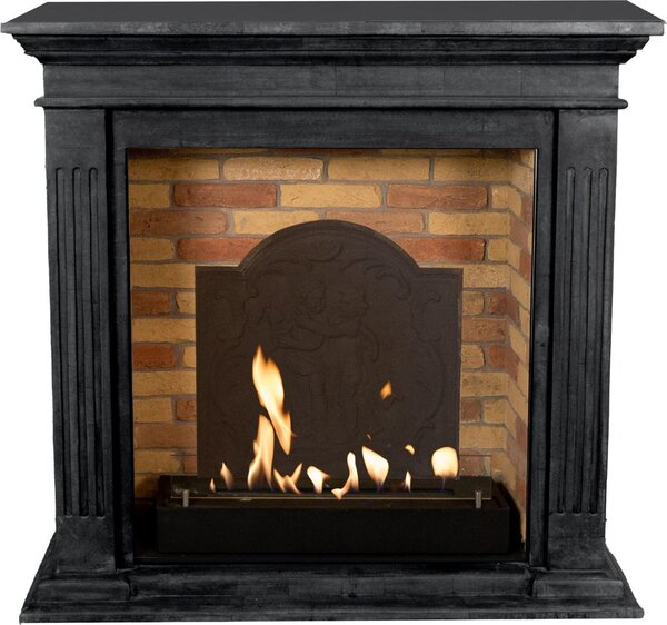 Caminetto a etanolo Xaralyn - Cadiz BME-SBU - pietra naturale nera - riscaldamento a 3 kW - caminetto da incasso incluso - caminetto decorativo