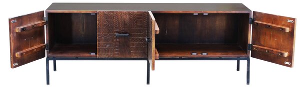 MANTRA - porta tv con decoro 4 ante legno e ferro
