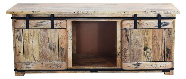 BEILY - porta tv legno di mango con 2 ante scorrevoli