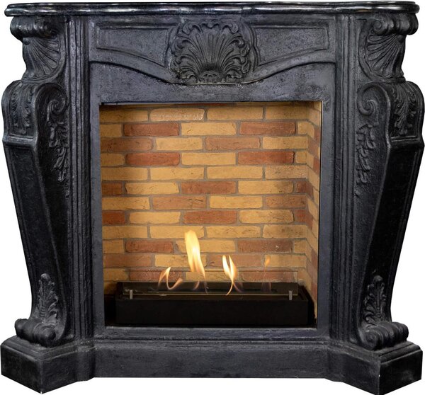 Caminetto a etanolo Xaralyn - Louis BST-B - pietra naturale nera - riscaldamento a 3 kW - caminetto da incasso incluso - caminetto decorativo
