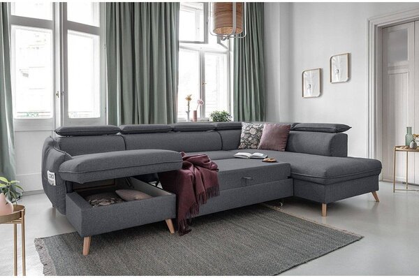 Divano letto angolare grigio scuro (angolo destro) Sweet Harmony - Miuform