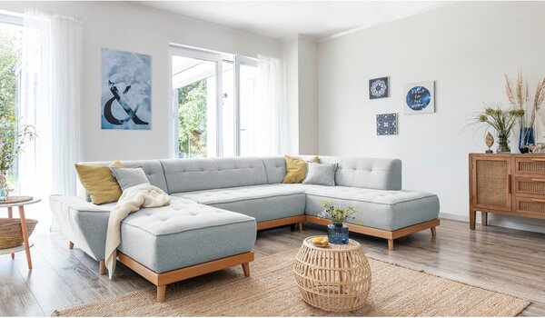 Divano letto a U grigio chiaro, angolo destro Dazzling Daisy - Miuform