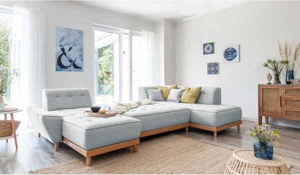 Divano letto a U grigio chiaro, angolo destro Dazzling Daisy - Miuform