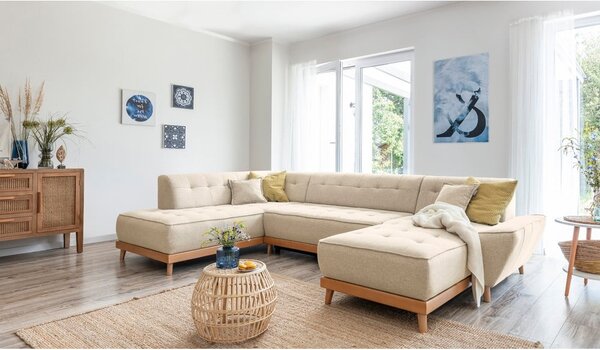 Divano letto angolare beige (angolo sinistro/"U") Dazzling Daisy - Miuform